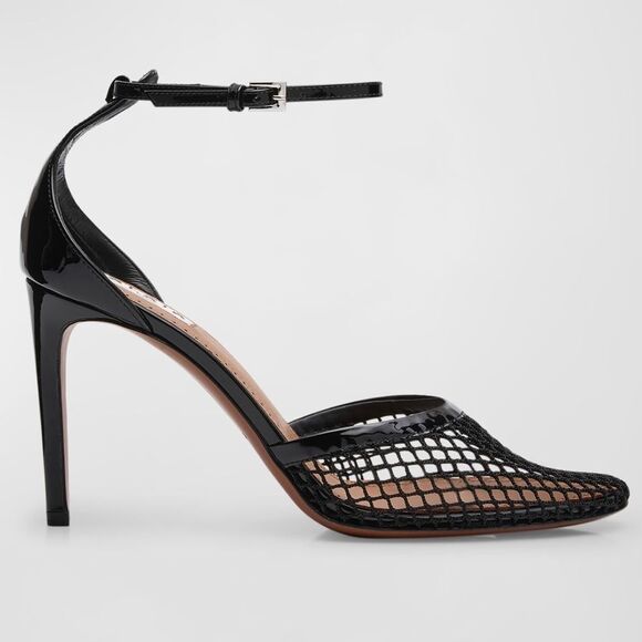 Alaia Shoes - ALAIA Fishnet Patent Heels